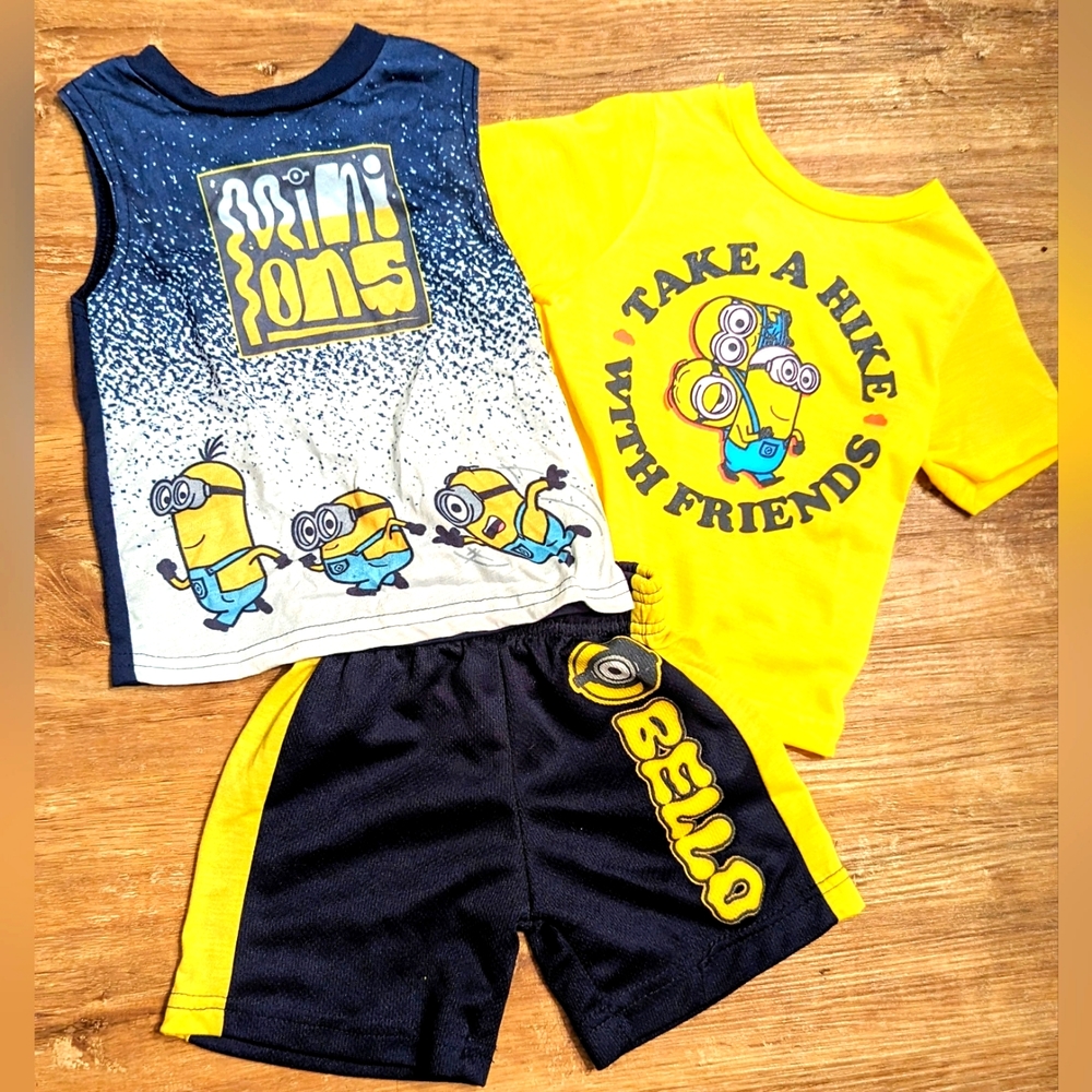 Illuminations presents Minions set of shirts and shorts 2T